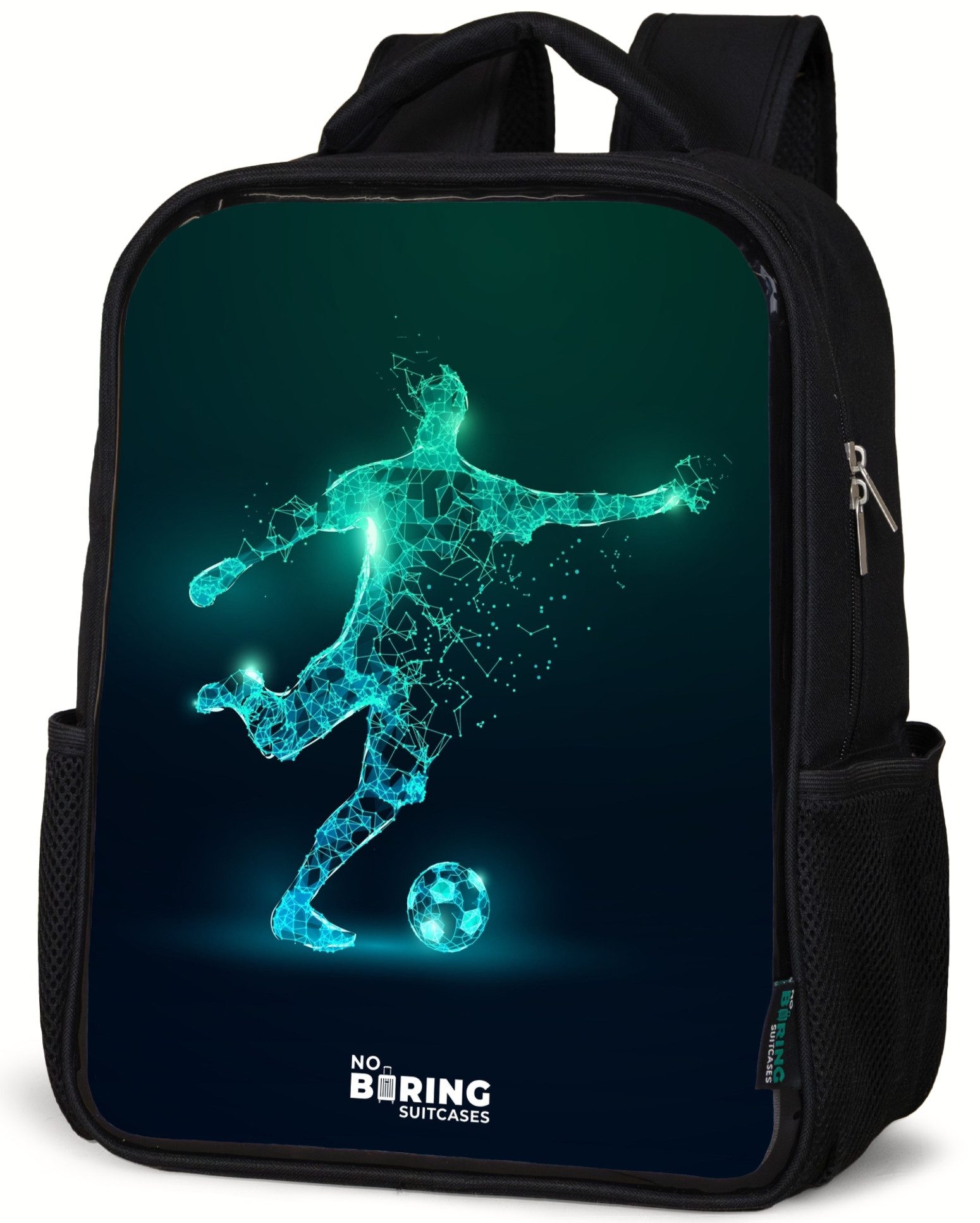 Rucksack Fußballer kickt mit Gewalt in digitaler Form