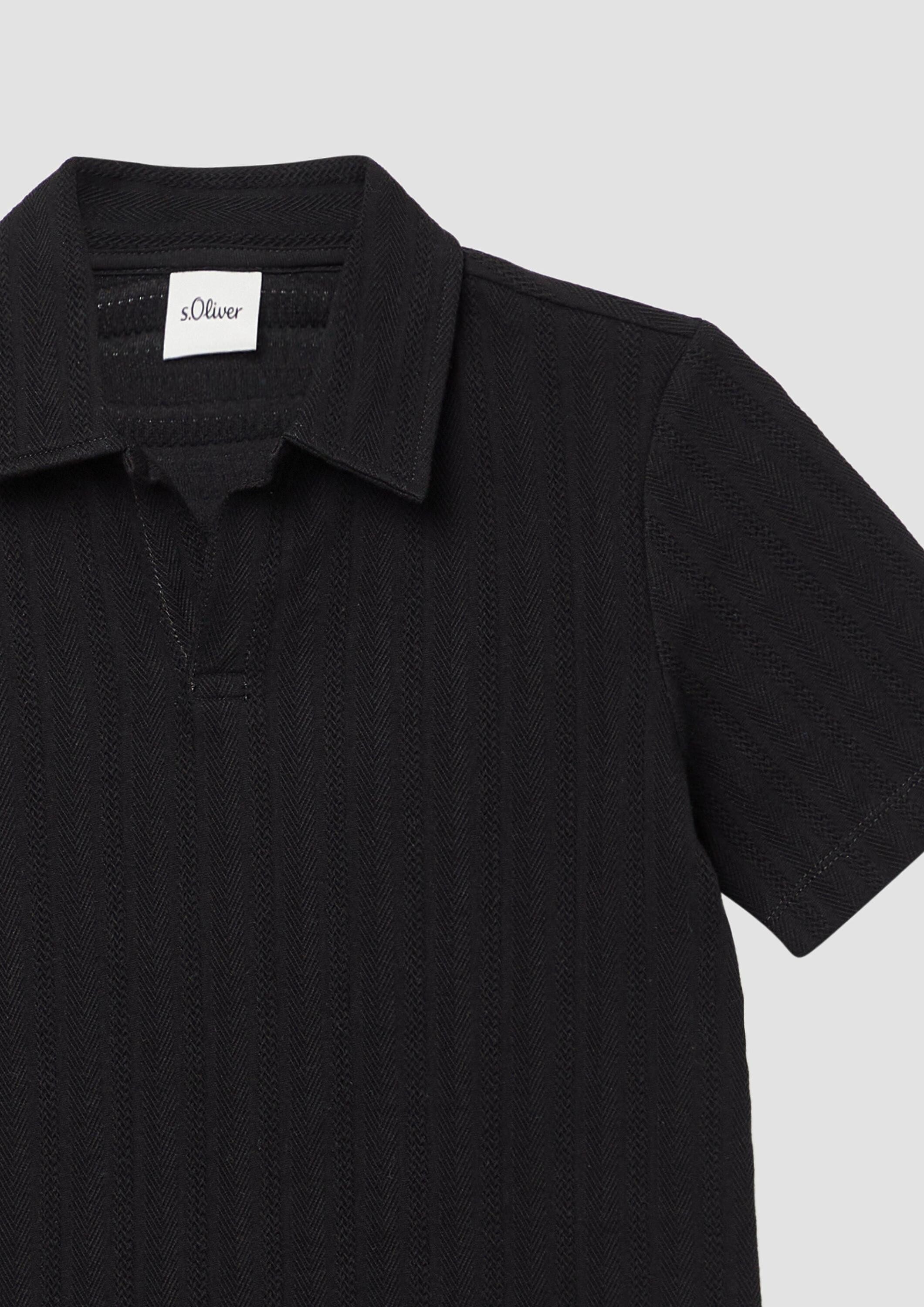 s.Oliver Kurzarmshirt T-Shirt Poloshirt mit Strukturmuster
