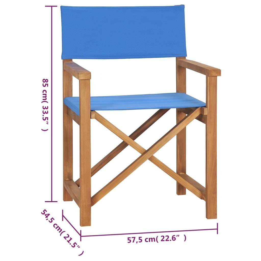 Massivholz Blau Klappbar Gartenstuhl Teak Regiestühle vidaXL Stk 2