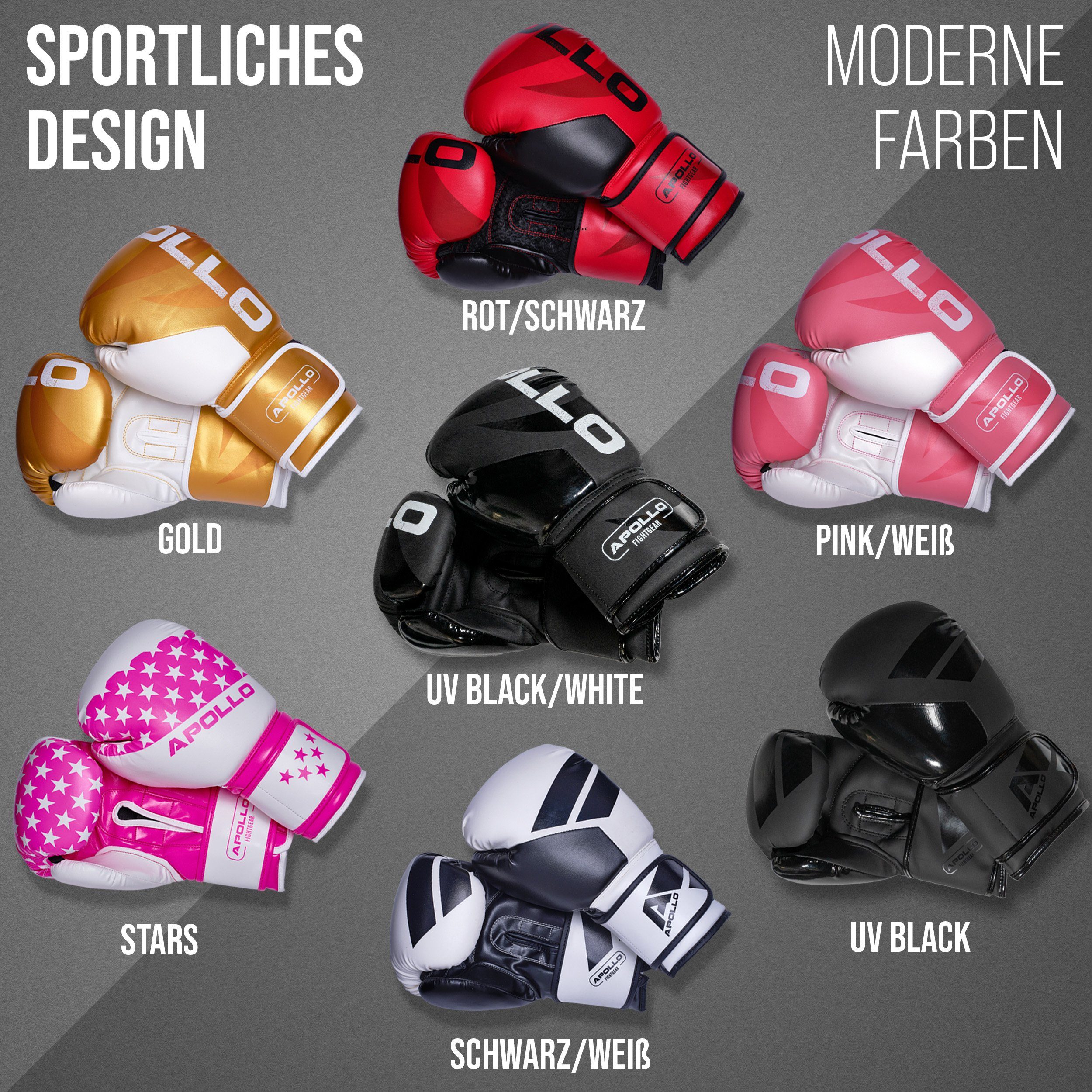 Apollo Boxhandschuhe Boxhandschuhe Männer Champion Thai Box Handschuhe, Training am Boxsack oder Sparring für Frauen und Männer