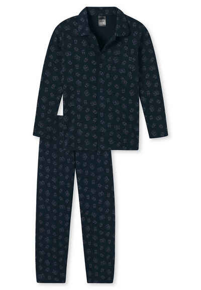 Schiesser Schlafanzug Family (Set, Set) Jungen oder Mädchen Unisex Schlafanzug Eulen-Alloverprint Baumwolle