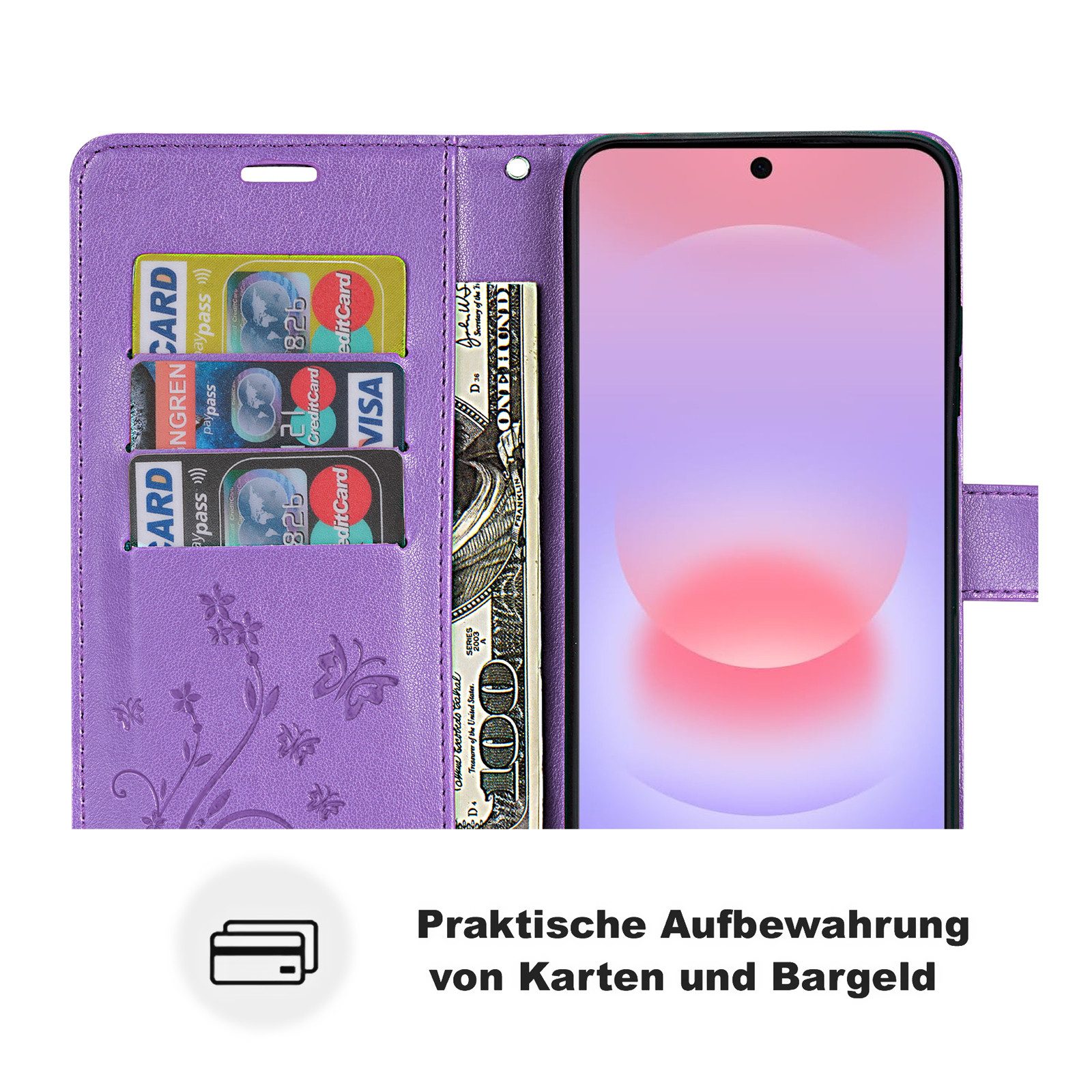 betterfon Handyhülle für Samsung Galaxy Modelle Klapphülle mit Kartenfächern, Bookstyle-Hülle mit Magnetverschluss, Smartstand & Kunstleder – Bild 3 von 5