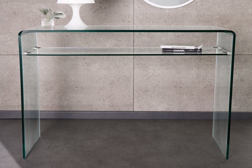 riess-ambiente Konsolentisch FANTOME 100cm transparent (Einzelartikel, 1-St), Wohnzimmer · Glas · eckig · mit Ablage · Modern Design – Bild 3 von 5