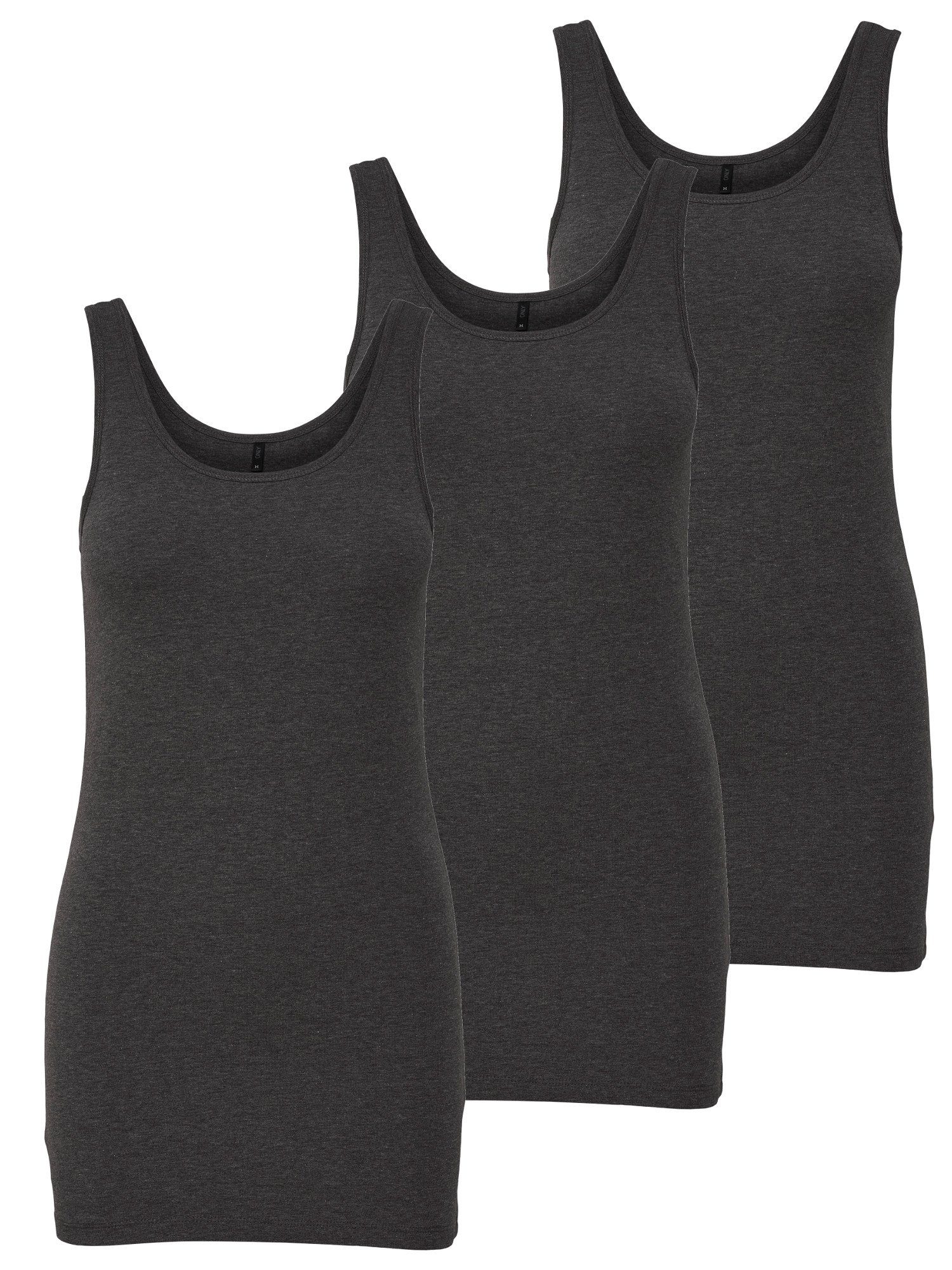 ONLY Tanktop Live Love (3-tlg) Lange Tops, elastische Baumwollqualität