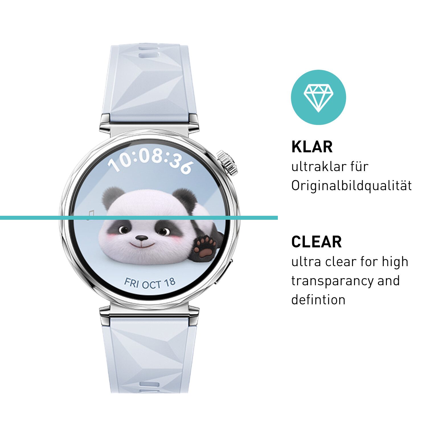 smartect Displayschutzglas Schutzglas Panzerfolie Klar für Huawei Watch GT5 41 mm, Set, 3 Stück, Schutzfolie Glasschutz Bildschirm