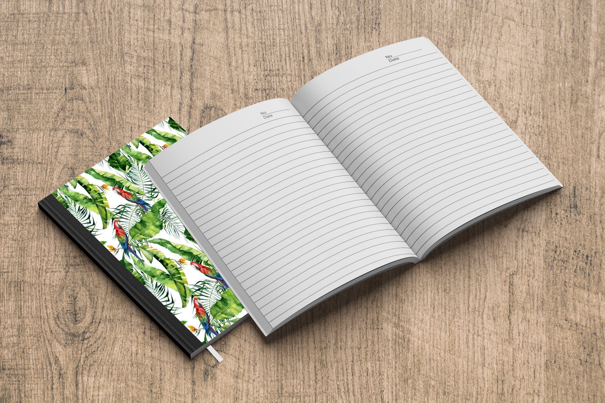 Blätter - Notizbuch A5, Seiten, Haushaltsbuch - Papagei, Merkzettel, Notizheft, Tagebuch, Journal, 98 MuchoWow Blumen