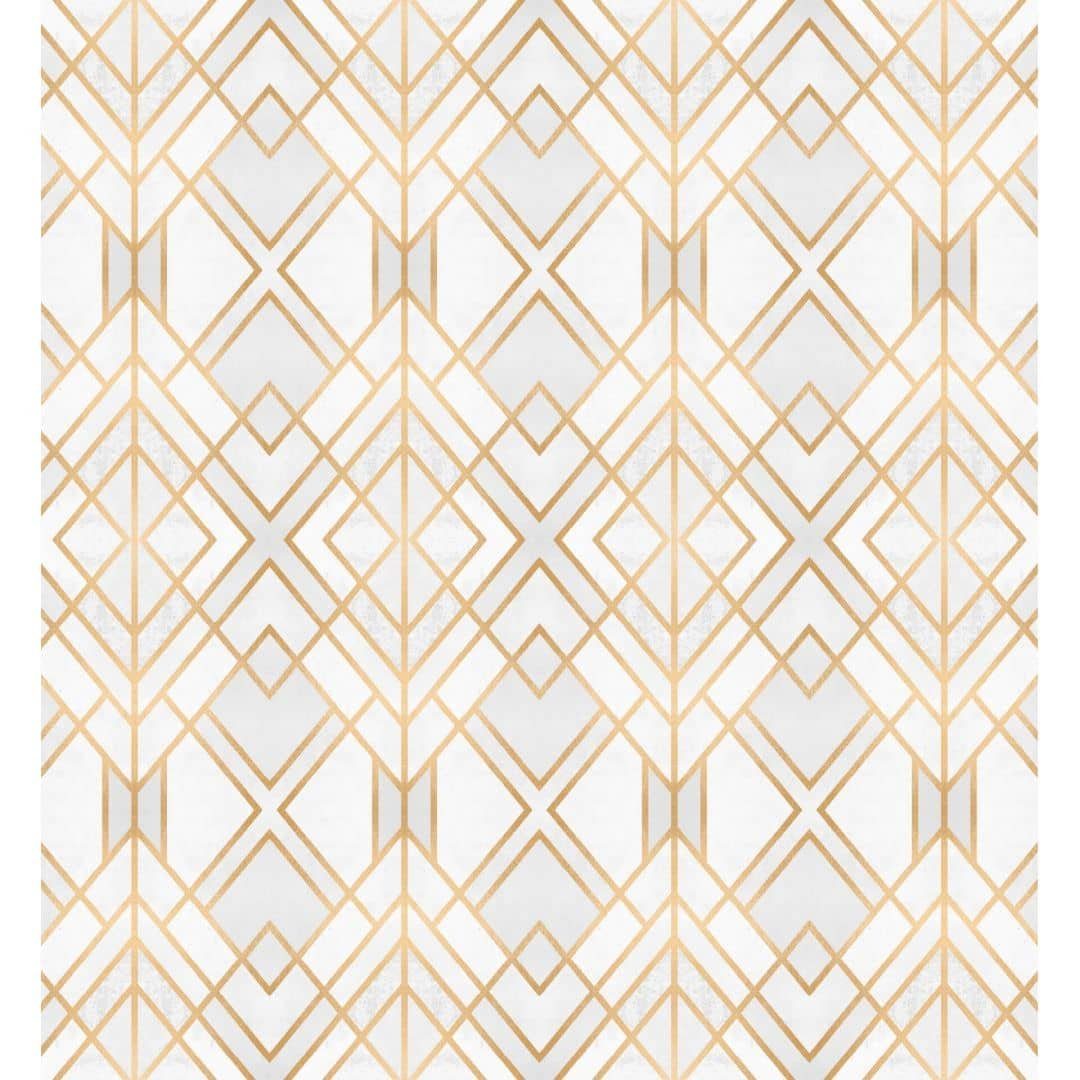 K&L Wall Art Fototapete Große Vliestapete XXL Art Deco Gold geometrisch Shabby Chic, Wohnzimmer Wandschutz
