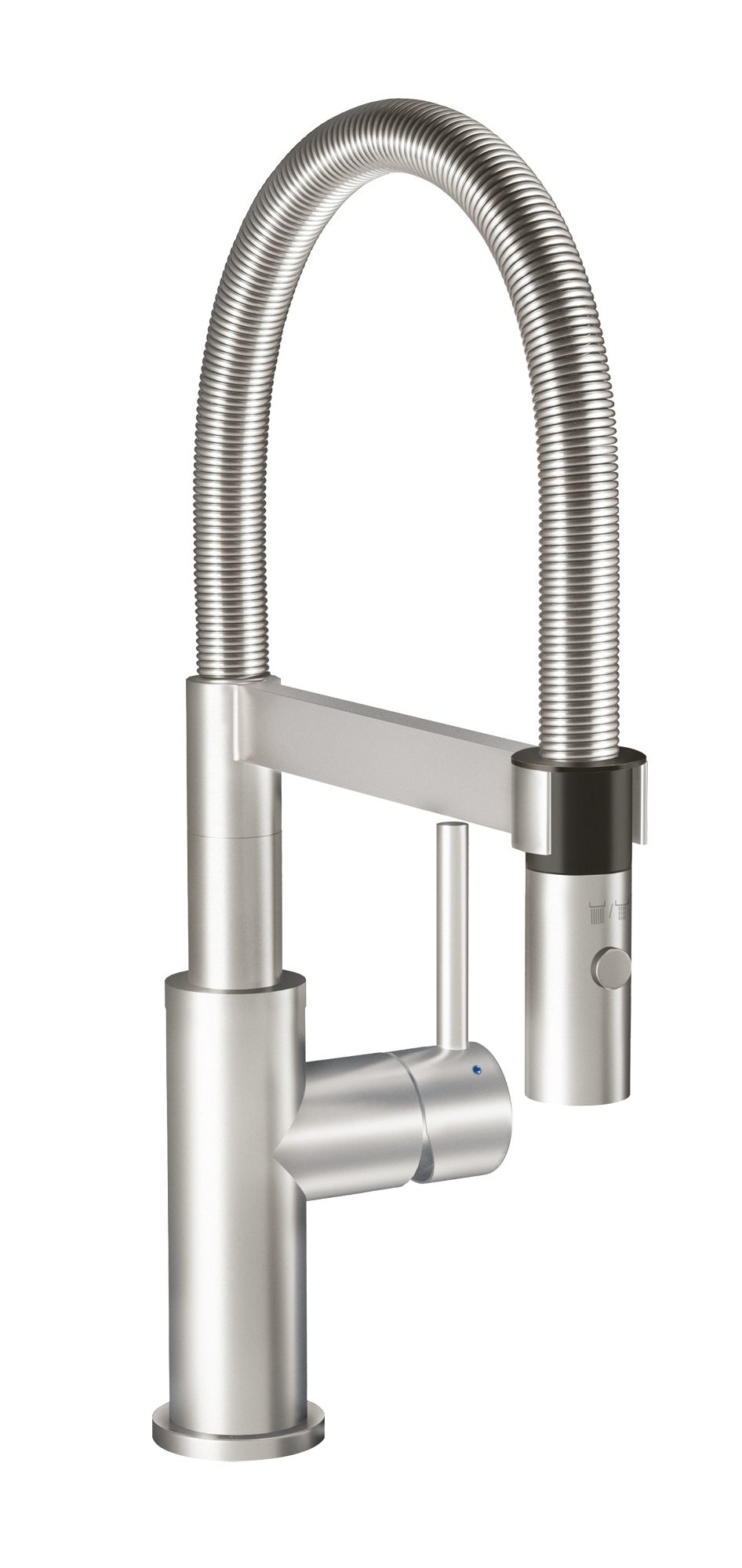 Villeroy & Boch Küchenarmatur Steel Expert Compact mit Brausekopf (schwenkbarer Auslauf, spritzarmes Arbeiten dank Laminarstrahl) Hochdruck-Armatur, Umschaltfunktion, wassersparend, Edelstahl massiv