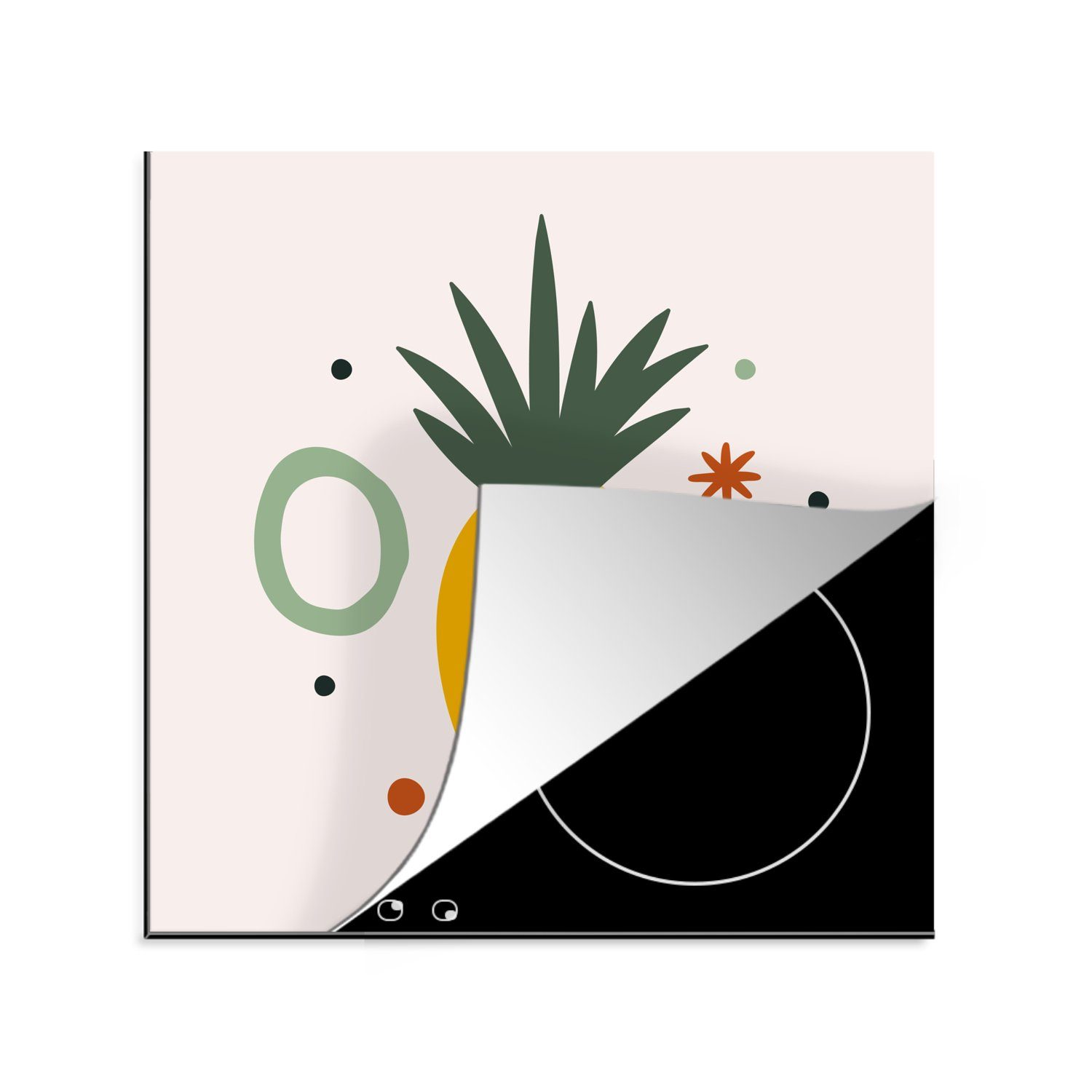 MuchoWow Herdblende-/Abdeckplatte Ananas - Abstrakt - Sommer, Vinyl, (1 tlg), 78x78 cm, Ceranfeldabdeckung, Arbeitsplatte für küche