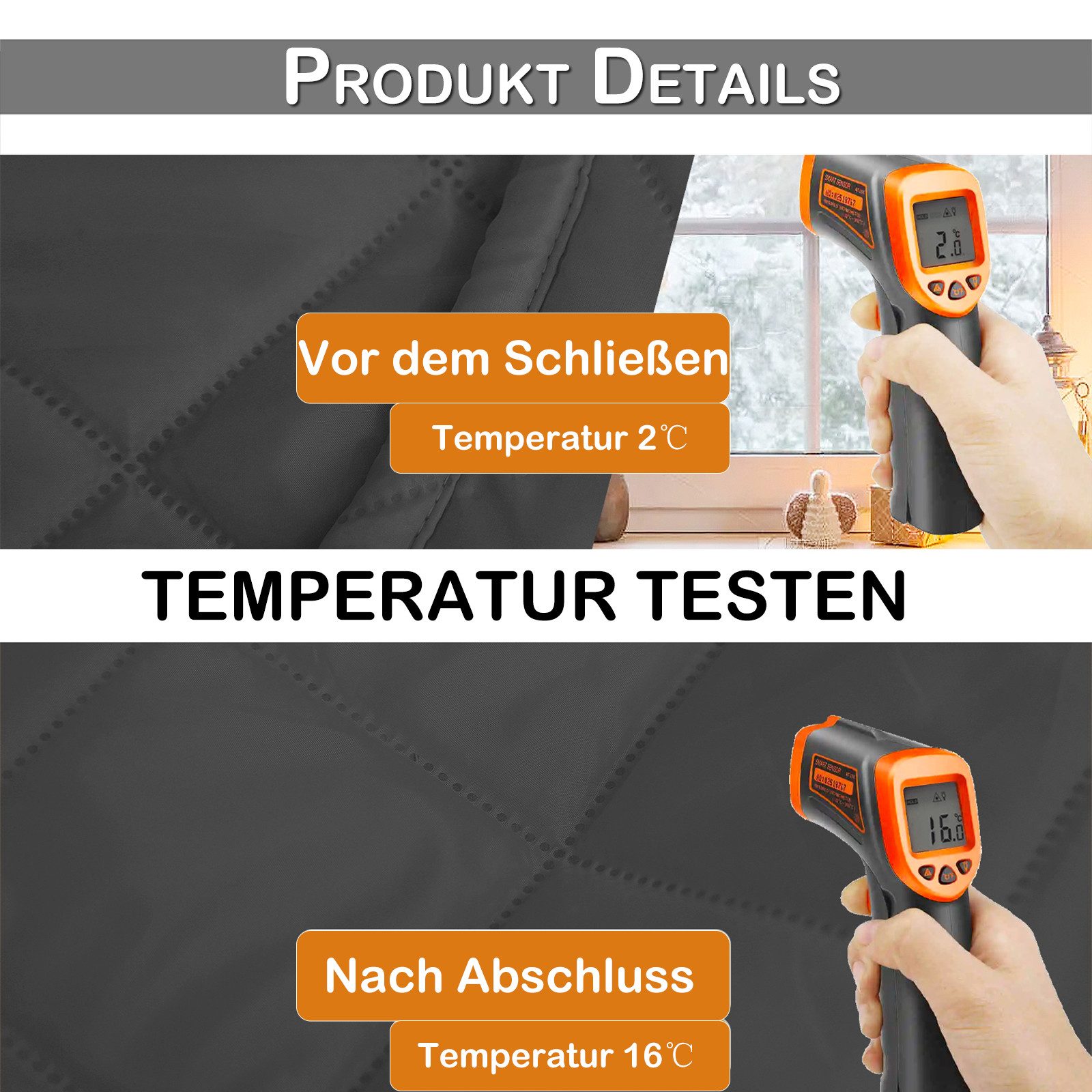 Sunicol Vorhang Thermovorhang Kälteschutz Winter Wärmeisolierend Türvorhang (2 St), Funktionale Überschrift Gardinen für Wohnzimmer Schlafzimmer – Bild 4 von 5