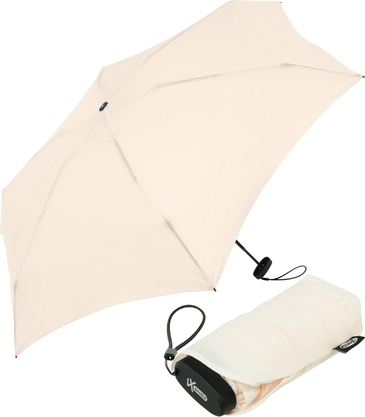 im Format, Schirm winziger 15 iX-brella Handy ultra-klein Ultra cm Taschenregenschirm Mini hellrosa