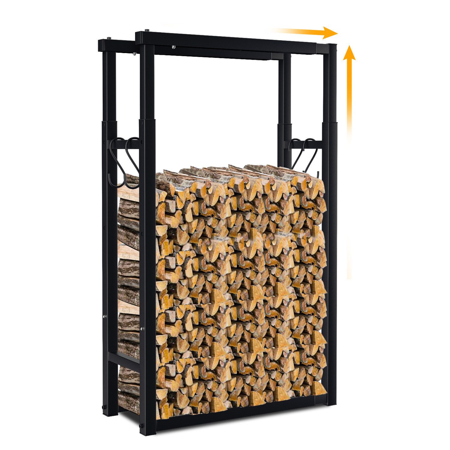 Clanmacy Kaminholzregal Verstellbares Brennholzregal Länge 60/80/100cm, Höhe 100/125/150cm, BxTxH:100x25x150 cm