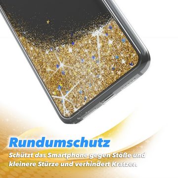 EAZY CASE Handyhülle Liquid Glittery Case für OnePlus 7 6,41 Zoll, Durchsichtig Back Case Handy Softcase Silikonhülle Glitzer Cover Gold