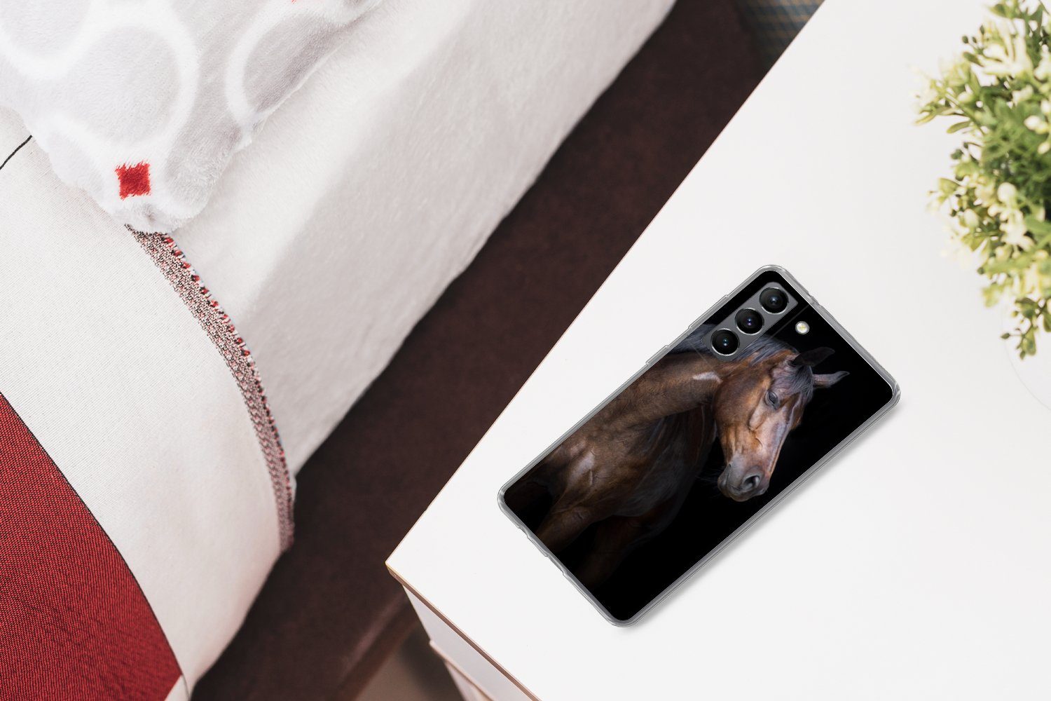 MuchoWow Handyhülle für Samsung Galaxy S21 Pferde - Tiere - Porträt - Braun, Phone Case, Silikon, Schutzhülle Dünn