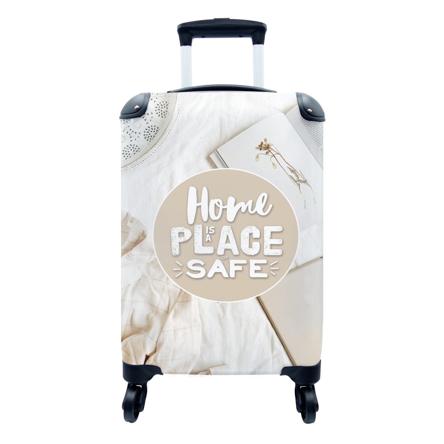 MuchoWow Handgepäckkoffer Sprichwörter - 'Das Zuhause ist ein Ort der Sicherheit' - Zitate, 4 Rollen, Reisetasche mit rollen, Handgepäck für Ferien, Trolley, Reisekoffer