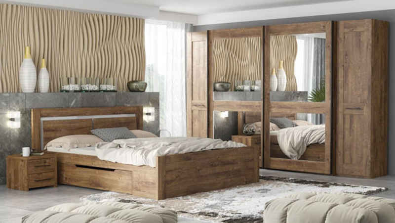 Feldmann-Wohnen Komplettschlafzimmer Madryt, (Set), 6-teiliges Schlafzimmer-Set