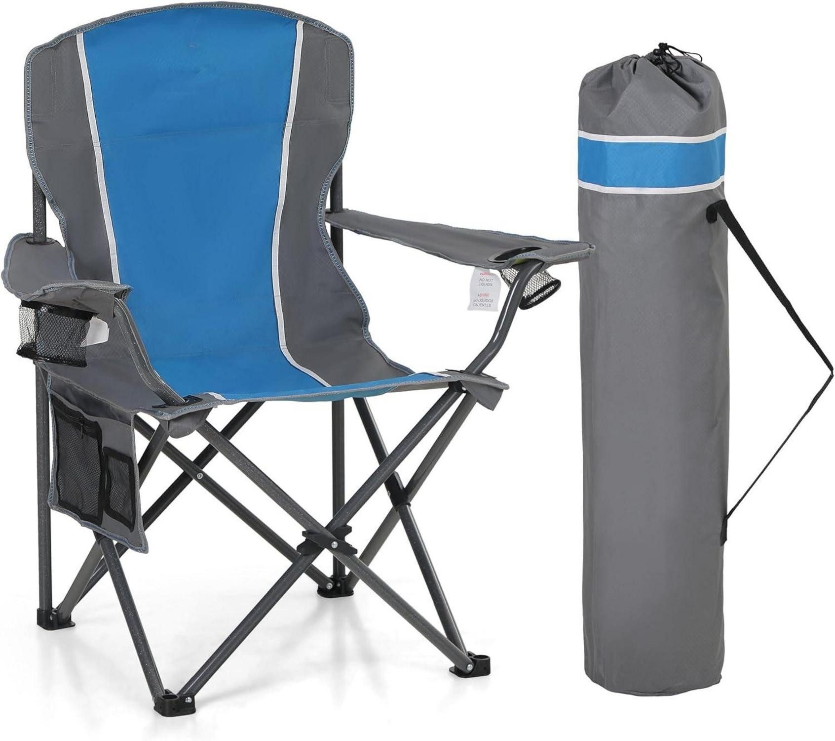 Campingstuhl Klappbarer Campingstuhl 160kg belastbar Getränkehalter XXL Sitzfläche