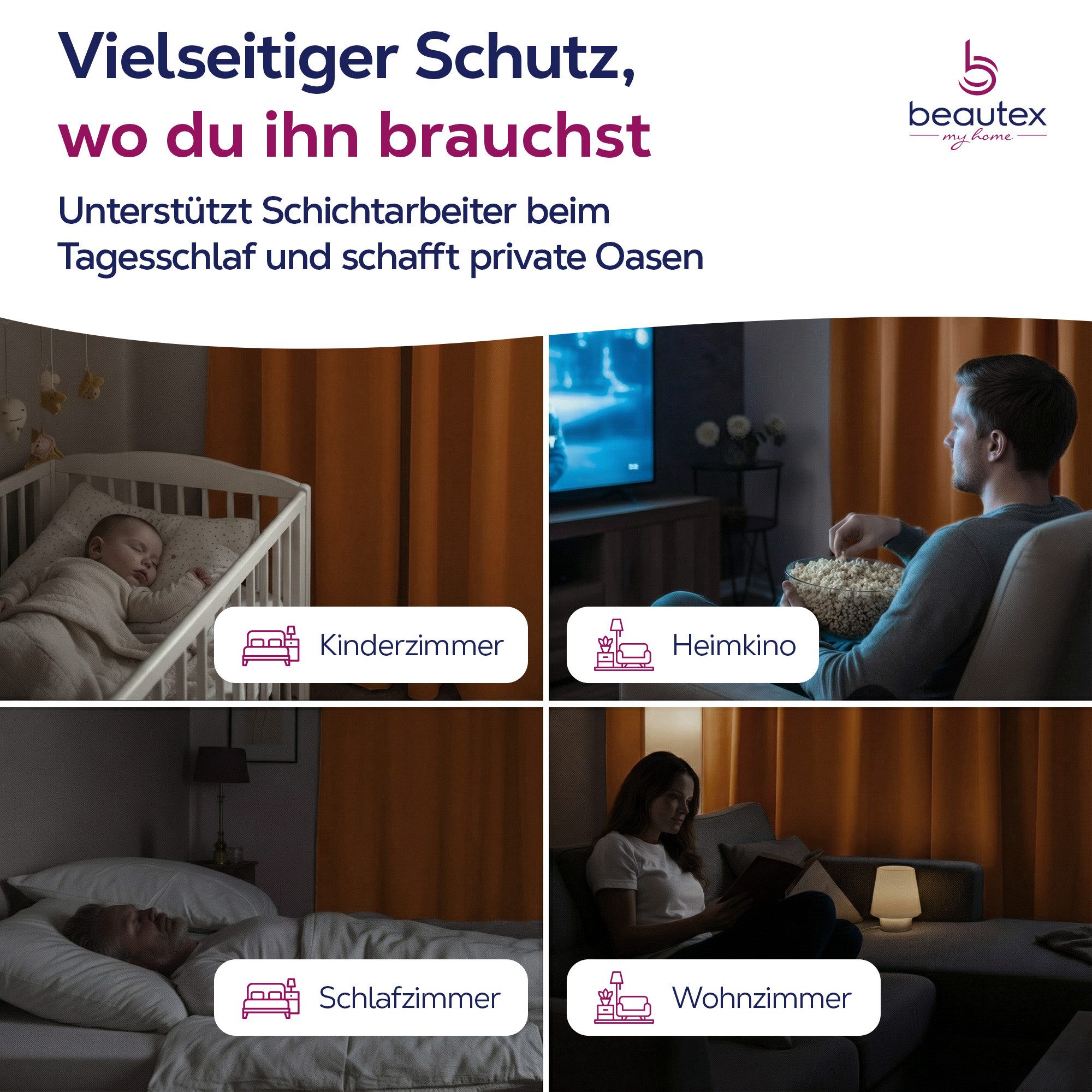 Beautex Verdunkelungsvorhang Kräuselband Vorhang blickdicht abdunkelnd U-Band (1 St), Kräuselband, verdunkelnd, lichtmindernd, wärmeisolierend, pflegeleicht, wa – Bild 4 von 5
