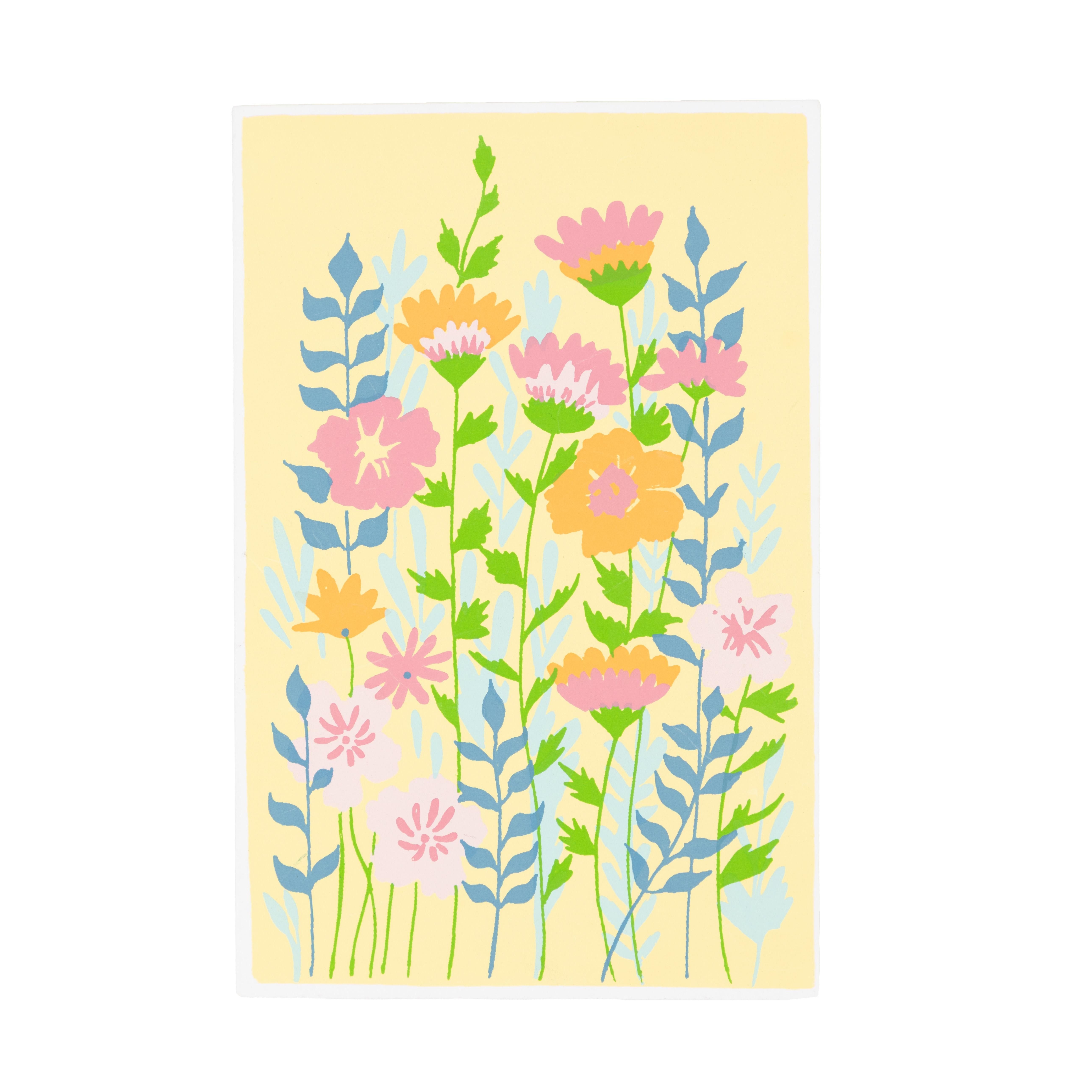 El Puente Grußkarte Grußkarte aus Papier in Gelb mit Blumen-Motiv, Handmade, Handmade