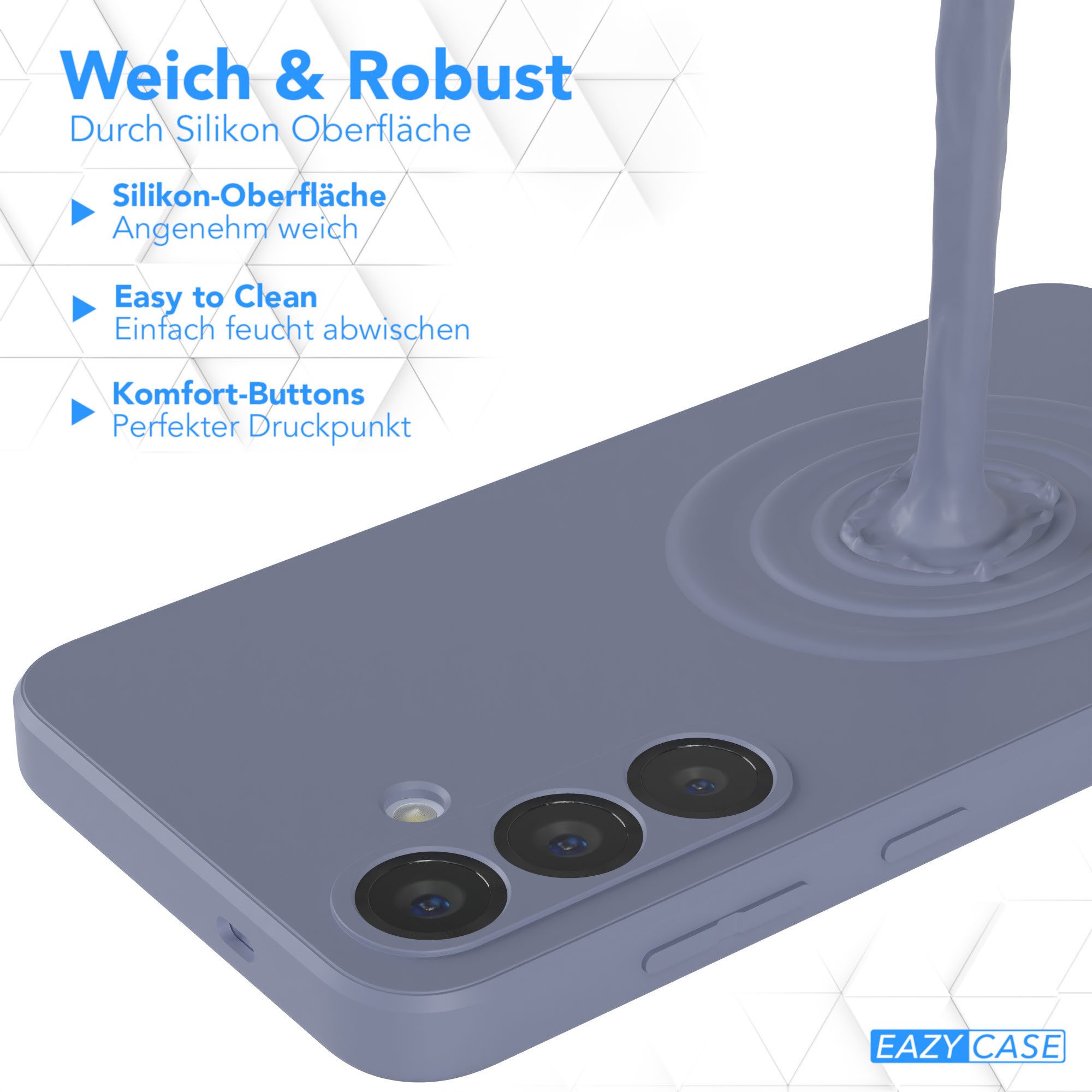 EAZY CASE Handyhülle für Samsung Galaxy S25 Hülle Silikon 6,2 Zoll, Silikon Schutzhülle mit Kameraschutz Matt Back Cover Soft Eis Blau – Bild 5 von 5