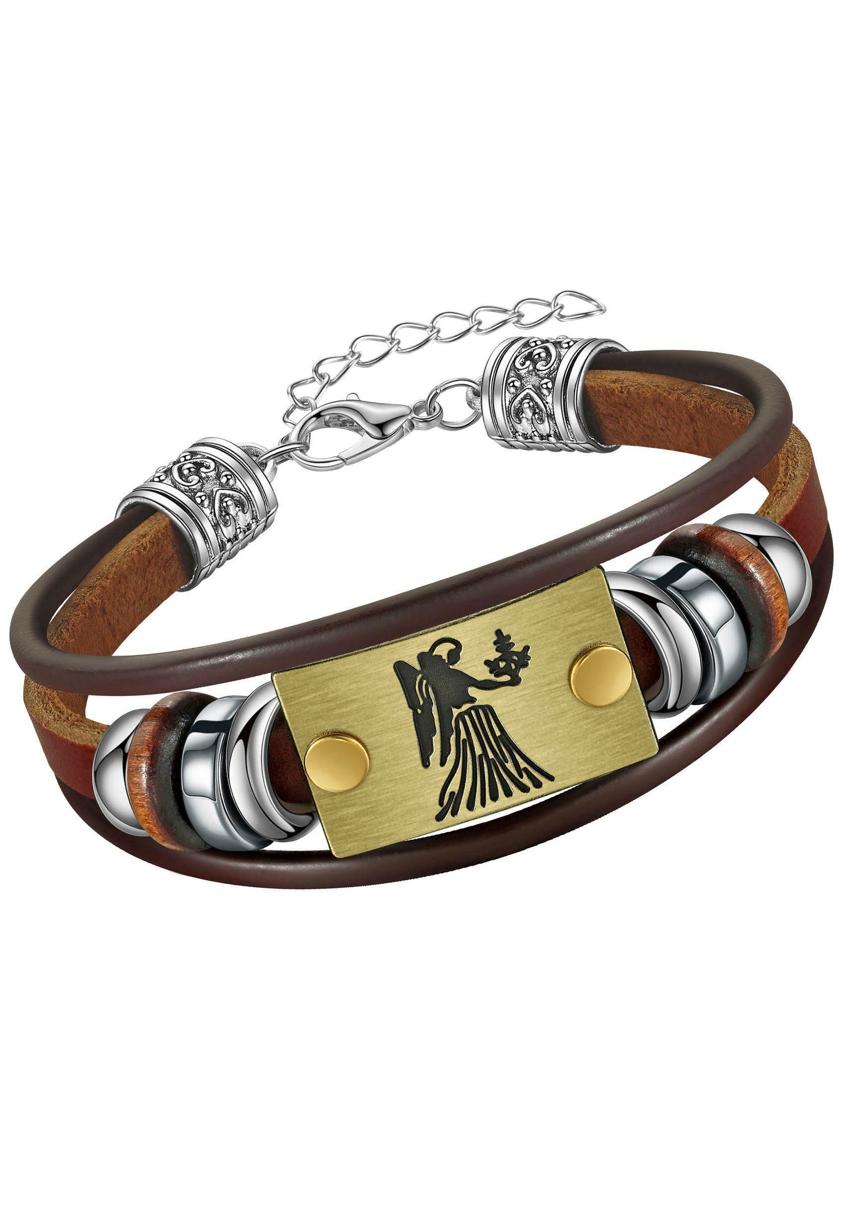 Firetti Armband Schmuck Geschenk Armschmuck Armkette Edelstein Sternzeichen, Made in Germany - mit Hämatit - mit Holzimitat