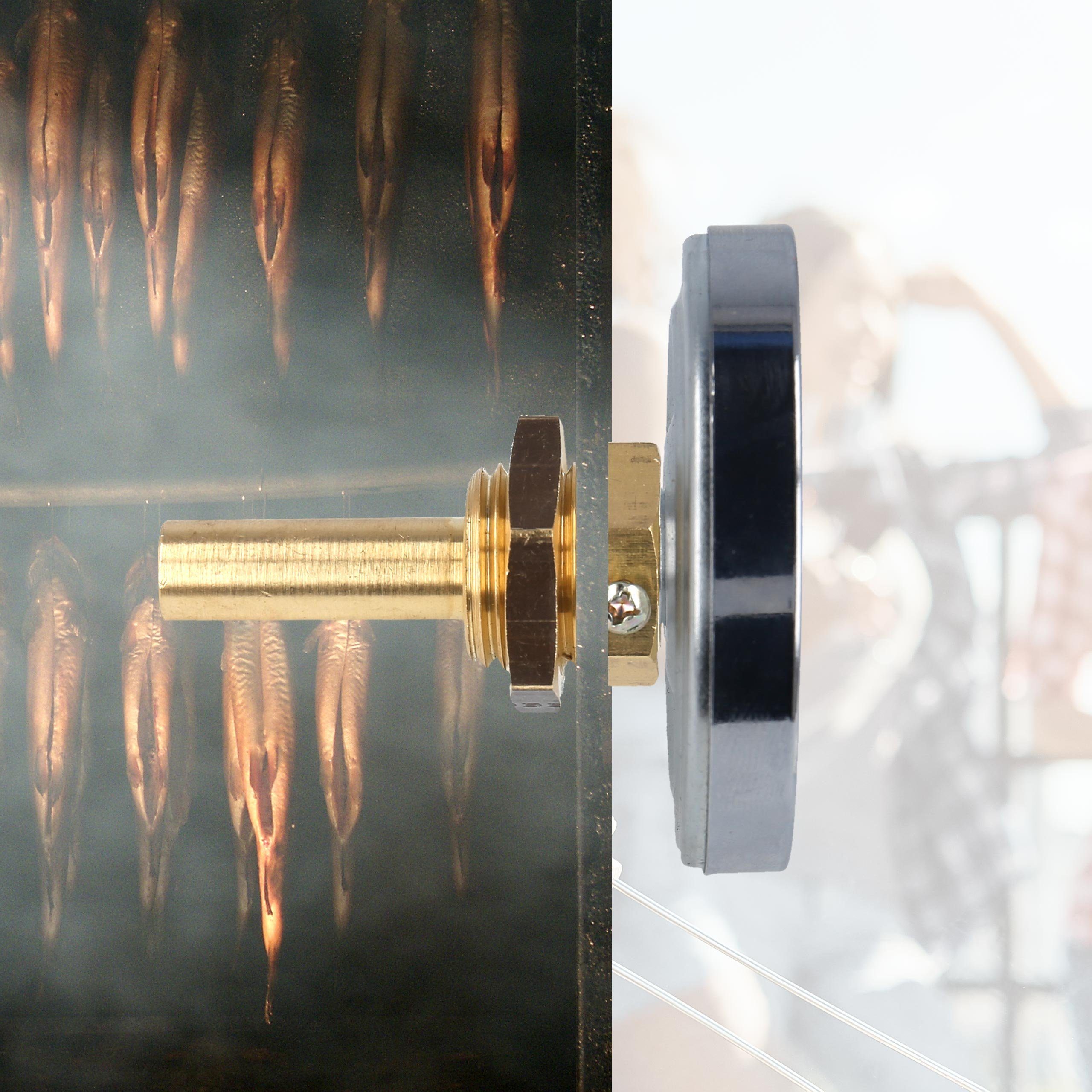 Lantelme Grillthermometer 120°C Räucher Thermometer für Smoker Räucherofen Räuchertonne, Mit Messinghülse, Gewindeanschluß 1/2 Zoll, Edelstahl Thermometer für Kalt und Heißräuchern