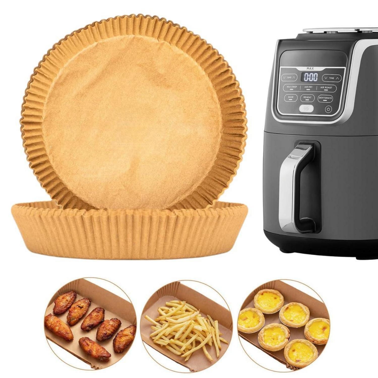 LuxusKollektion Backpapier Backpapier Airfryer Einweg Antihaft Ölfest Rund – 20 cm – 100x