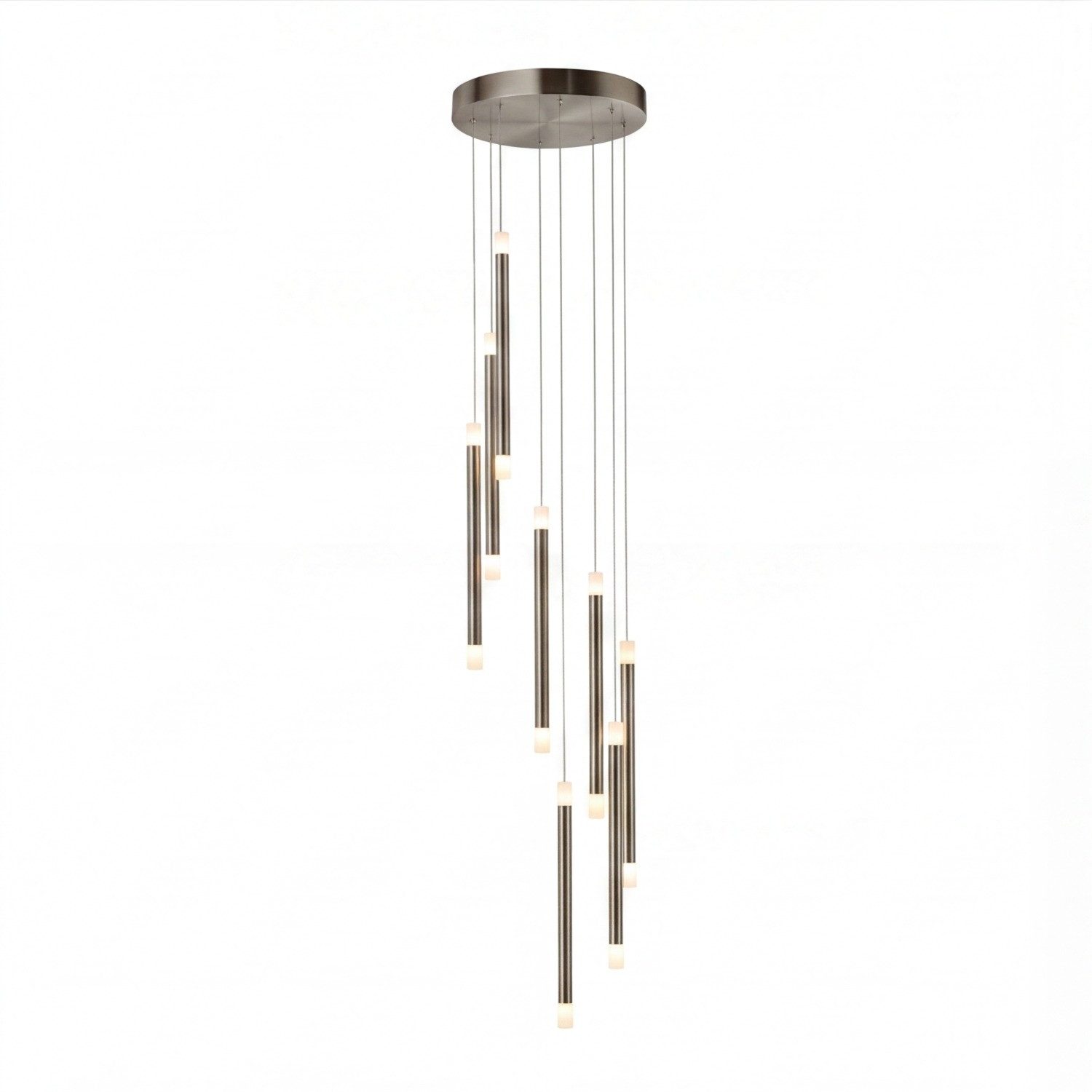 Licht-Erlebnisse Pendelleuchte NICOLE, LED, Warmweiß, Nickel Metall LED 2700K Up Down Ø32 cm rund Esstisch warmweiß Modern