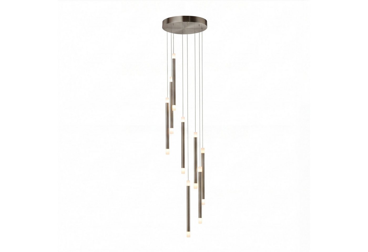 Licht-Erlebnisse Pendelleuchte NICOLE, LED, Warmweiß, Nickel Metall LED 2700K Up Down Ø32 cm rund Esstisch warmweiß Modern