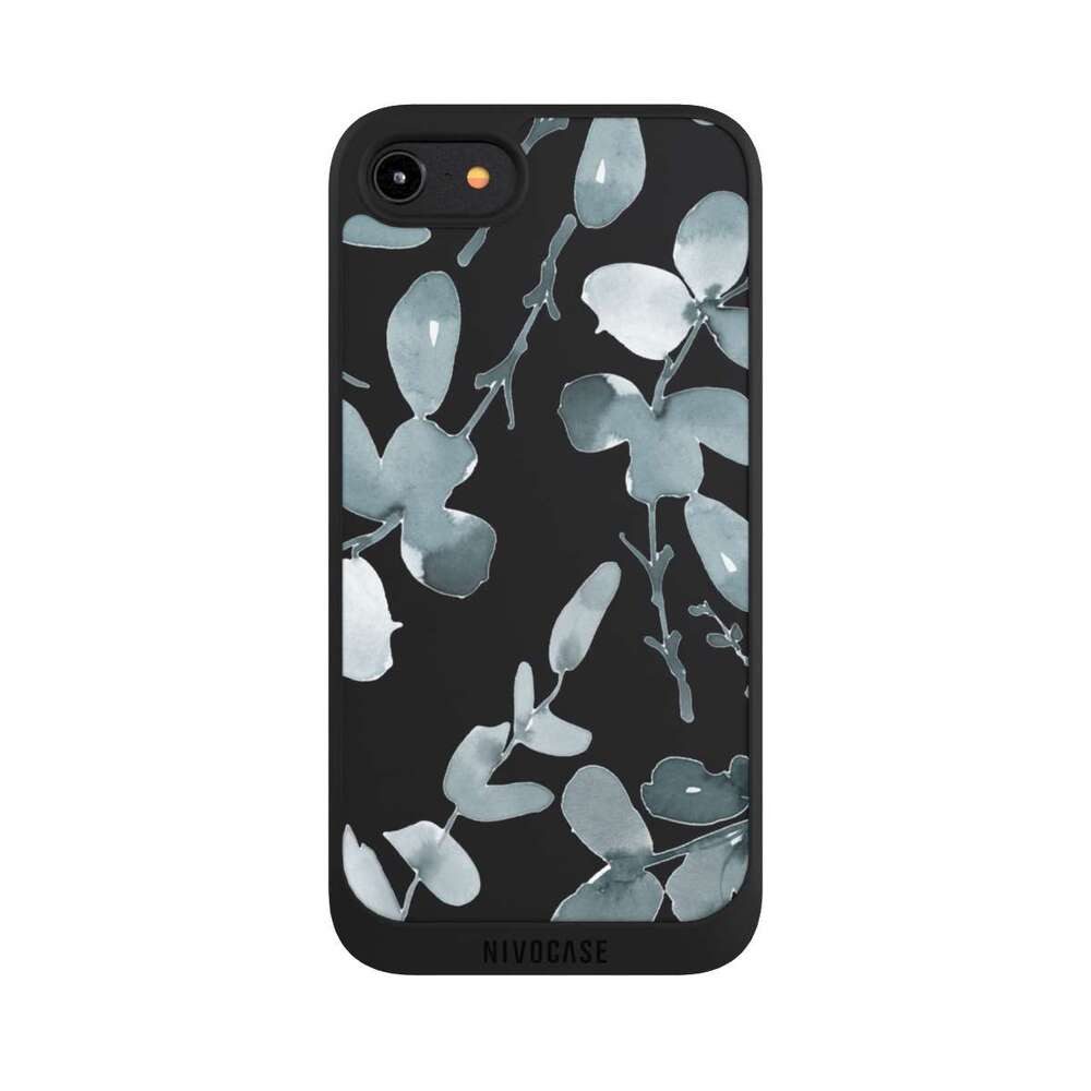 NIVOCASE Handyhülle Eukalyptus Muster Blume Eukalyptus pattern ohne Hintergrund, Apple iPhone 8 Handyhülle Hülle NIVOpure Case Schwarz