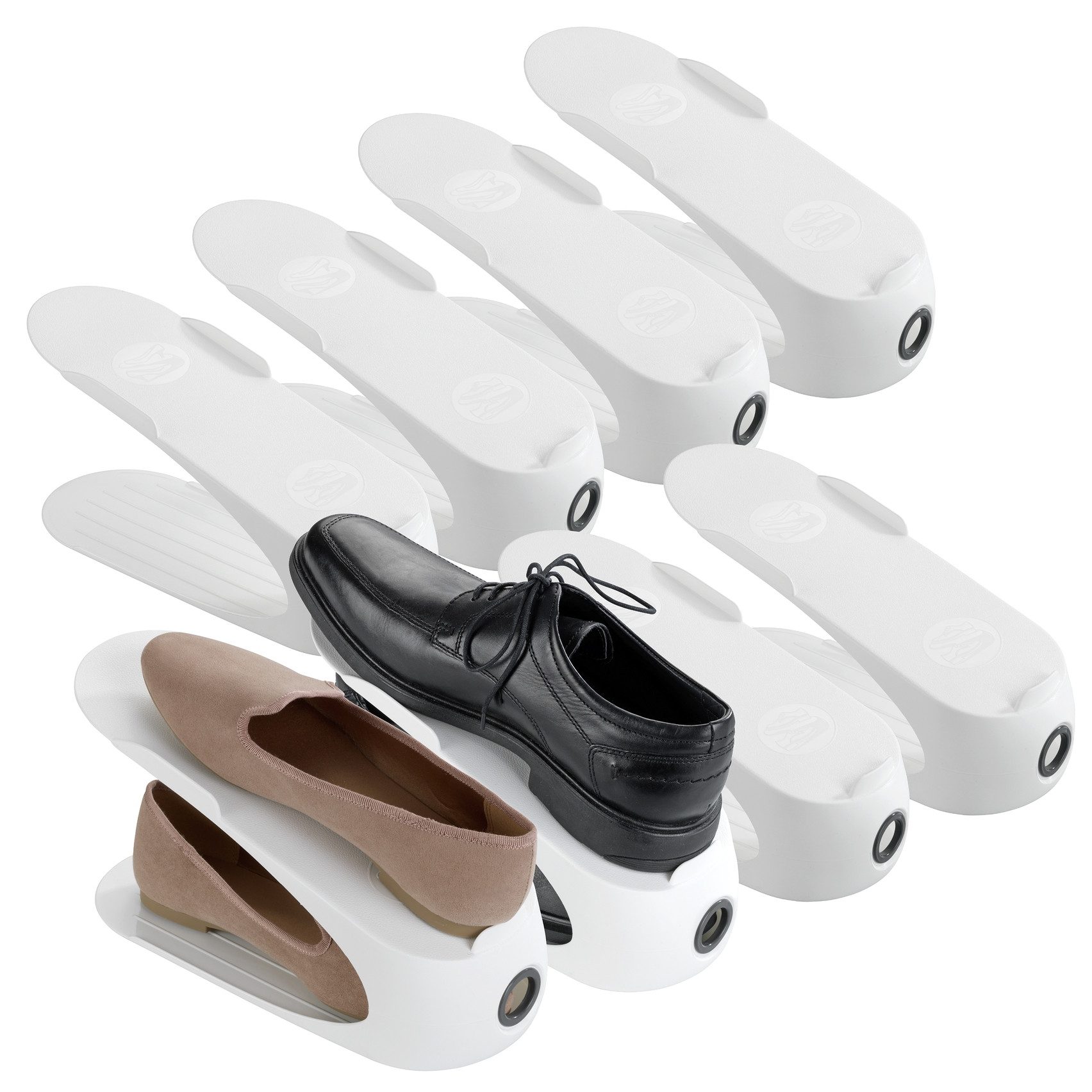 WENKO Schuhstapler Modell Schuhhalter, platzsparend, stapelbar, mit Griffloch für leichtes Entnehmen