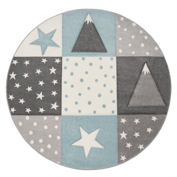 Kinderteppich Kinderteppich Karo Mond Sterne, Paco Home, Läufer, Höhe: 17 mm