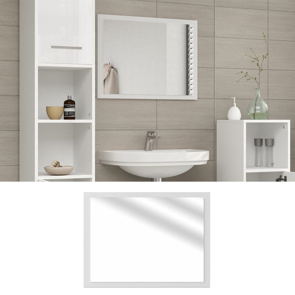 45 Badezimmerspiegel Badspiegel 60cm Hochglanz Vicco Hängespiegel x Weiß