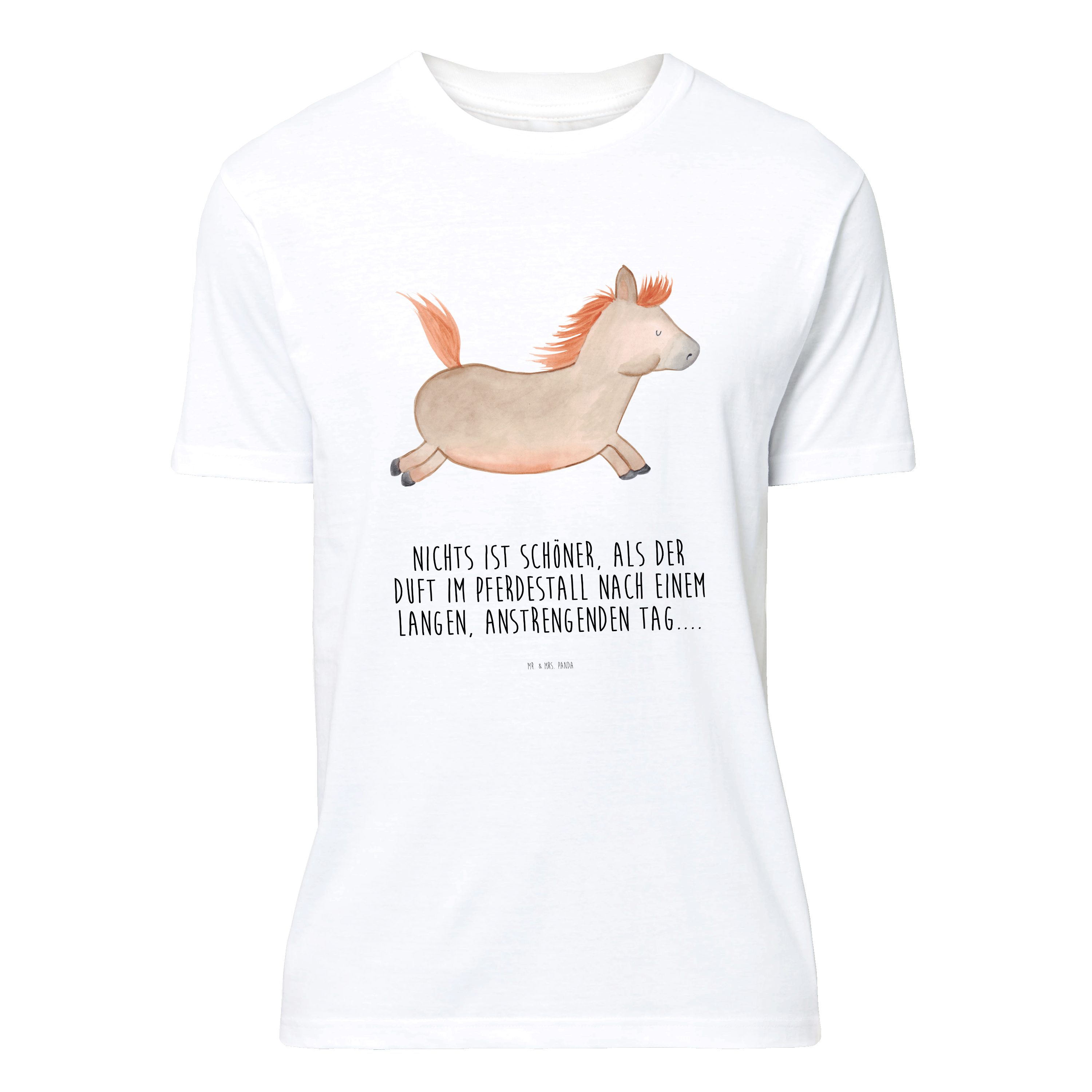 Mr. & Mrs. Panda T-Shirt Pferd Springen, Größe S T-Shirt, Weiß, Shirt, Tshirt, Herrn, Pony, Pf (Packung, 1-tlg)