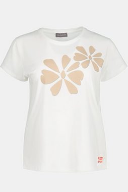 Gina Laura Rundhalsshirt Wellness T-Shirt Blüten Print Mesh am Rückensaum