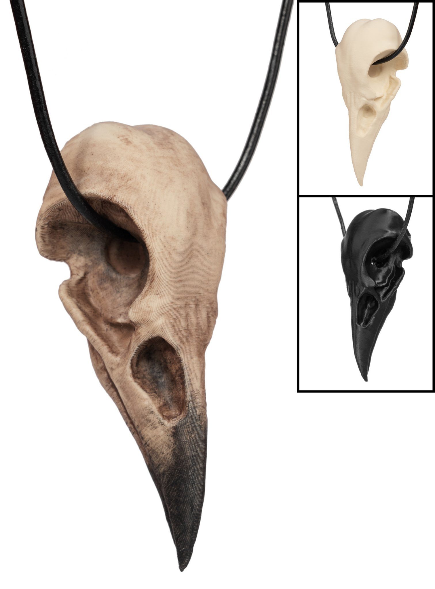 Andracor Zauberer-Kostüm Rabenschädel Anhänger mit Lederband (10cm), Für finstere Schamanen oder auch nicht ganz so finstere Hexen ist ein