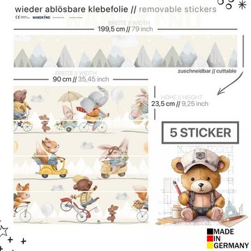 WANDKIND Wandtattoo Aufkleber für IKEA KURA Kinderbett fröhliche Tiere (Ohne Möbel) IKB504, wieder ablösbar