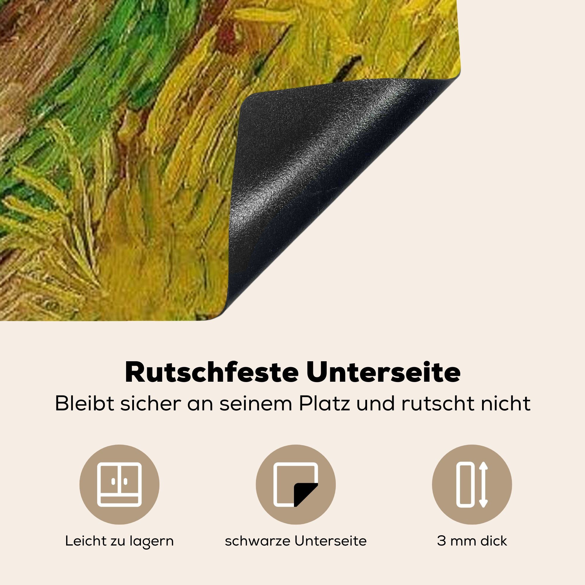 MuchoWow Herdblende-/Abdeckplatte mit Ceranfeldabdeckung, für (1 tlg), Vinyl, küche Gogh, - 78x78 van cm, Krähen Arbeitsplatte Vincent Weizenfeld
