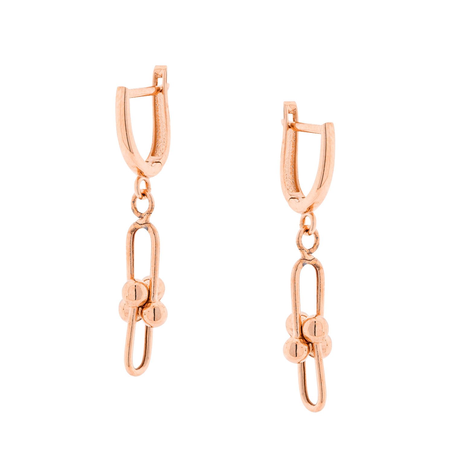 Golders Paar Ohrhänger aus 585 Rotgold mit modernen Kugeldetails (2-tlg), Sterling Silberschmuck Perfektes Schmuck Geschenk