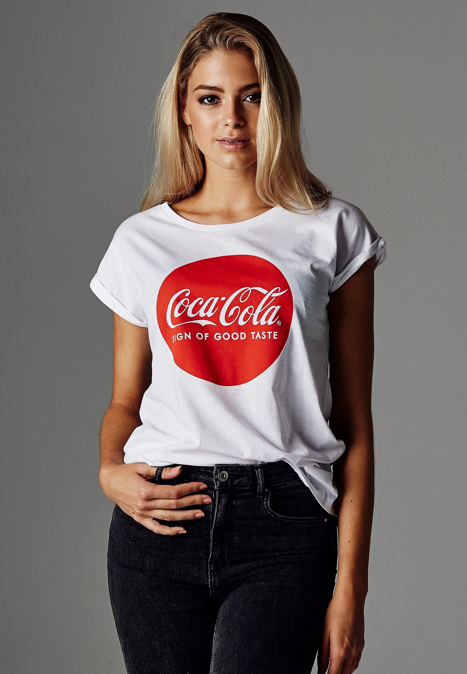 Tee Damen Coca Kurzarmshirt (1-tlg) Merchcode Round Logo Ladies Cola