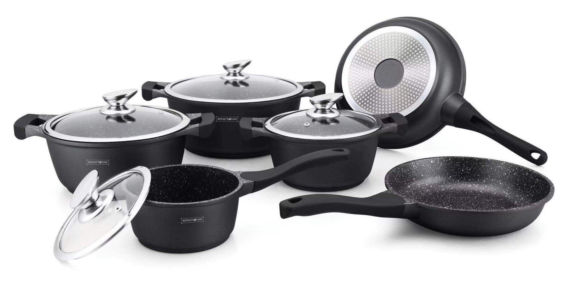 Topf-Set Kochtopf Kasserolle Bratpfannen Set 10-tlg Royalty Line RL-BS1010M