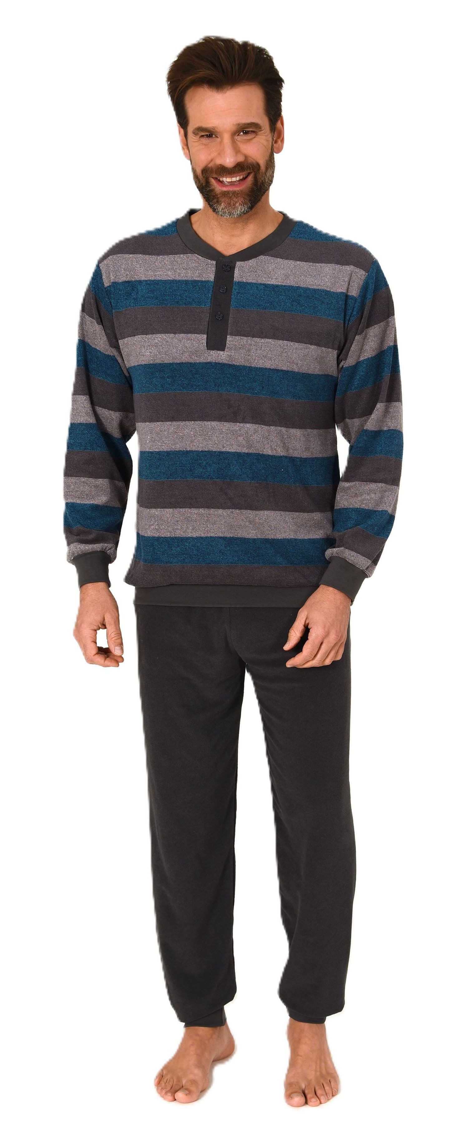 Normann Pyjama Herren Schlafanzug langarm in Frottee Qualität – auch in Übe günstig online kaufen
