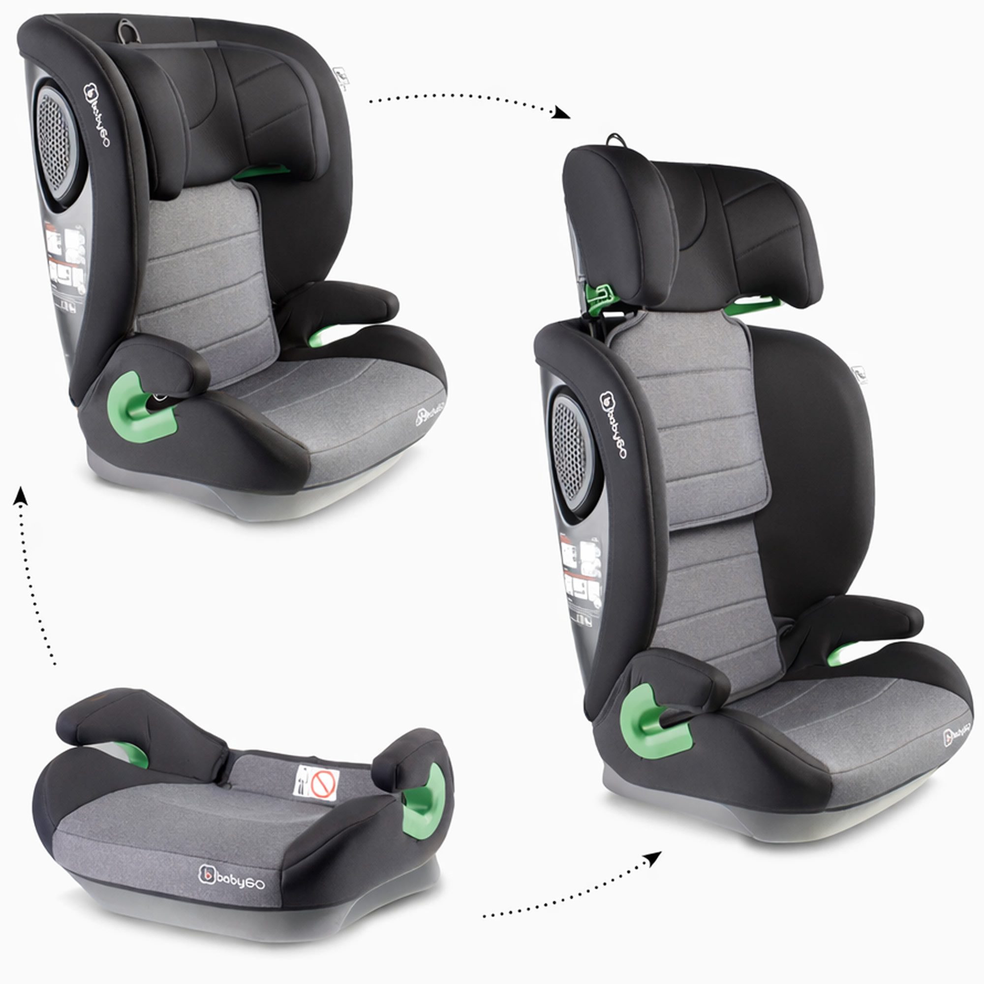 BabyGo Autokindersitz SafeWay Kindersitz Mitwachsend Sitzerhöhung i-Size 15–36 kg ECE R129, ab: ab 3 Jahren, bis: bis 12 Jahre, ab: 100 cm, bis: 150 cm, ab 3 bis ca. 12 Jahren