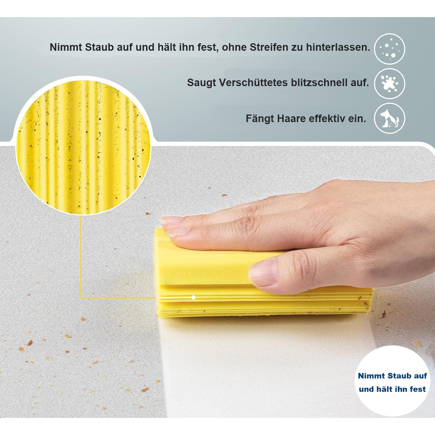 Auledio Reinigungsschwamm Wiederverwendbare Staubschwämme, Absorbierende Reinigungsschwämme, Feuchter Schwamm Staubwischer für die Haushaltsreinigung 4 Stück