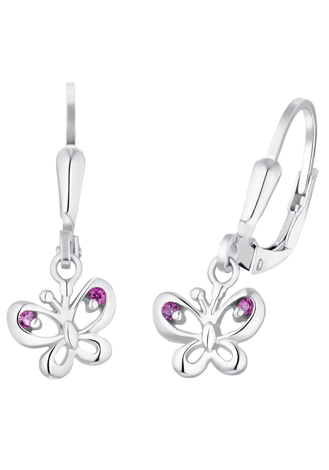 silberfarben,pink Butterfly, Zirkonia 9529636 mit (2-tlg), Amor Paar Little 9256983, Ohrhänger