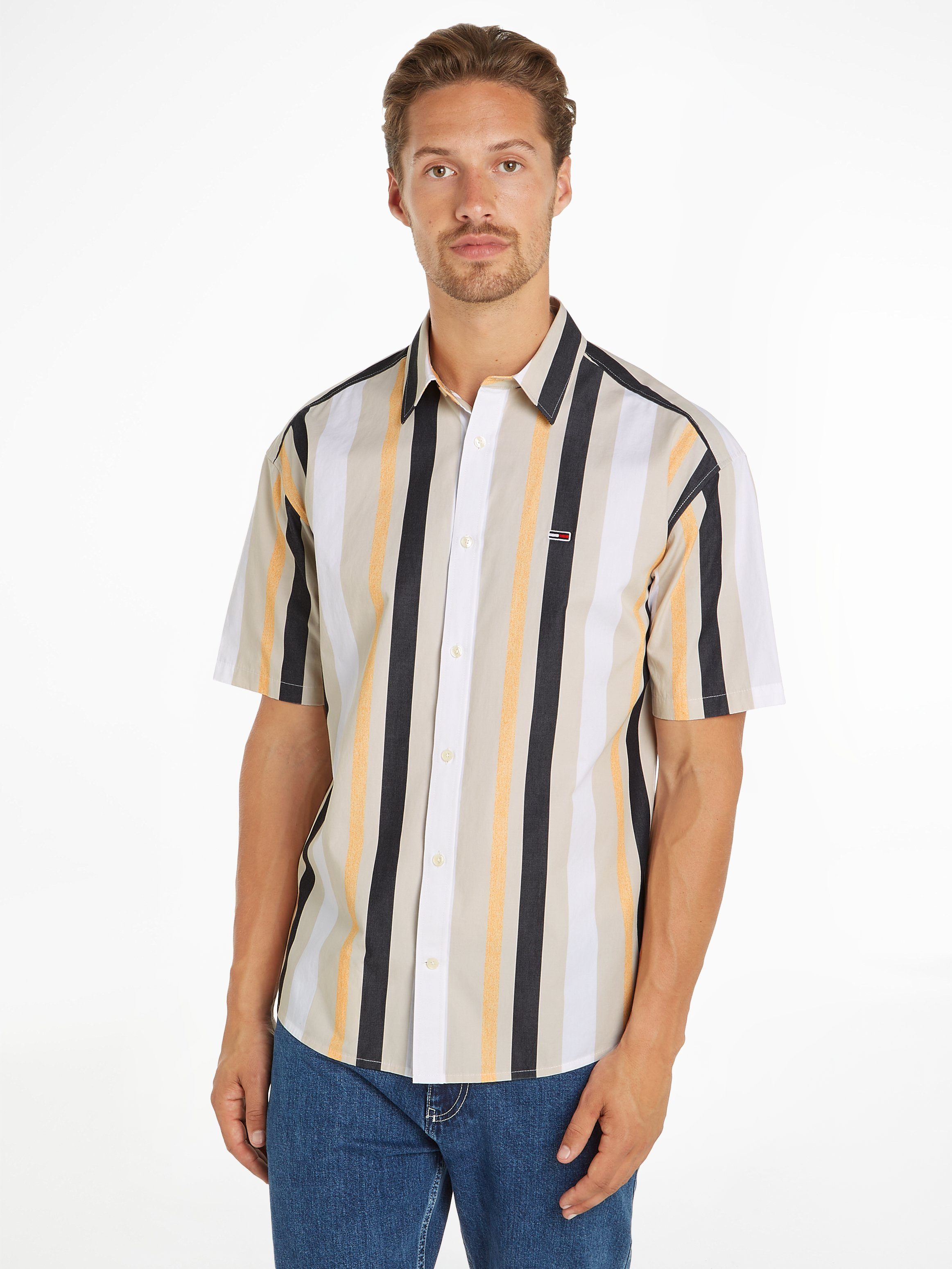 Tommy Jeans Kurzarmhemd TJM RLX STRIPES SHIRT mit mehrfarbigen Streifen