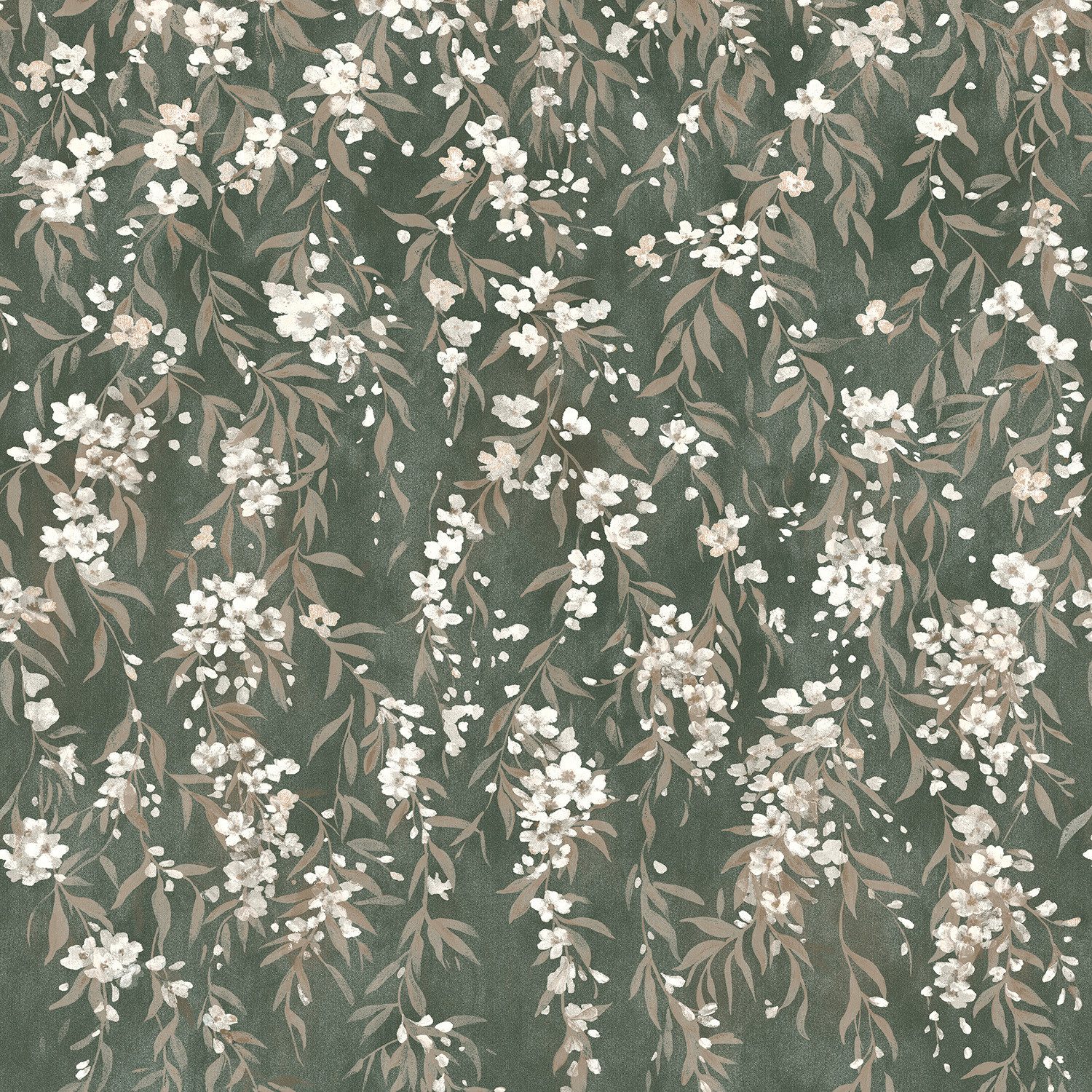 Rasch Fototapete Blumen mit Blumenranken in Grün - 2,80m x 1,59m - Noble Zen, strukturiert, floral, natürlich, botanisch, geblümt, (1 Rolle, 1 St), Blumentapete