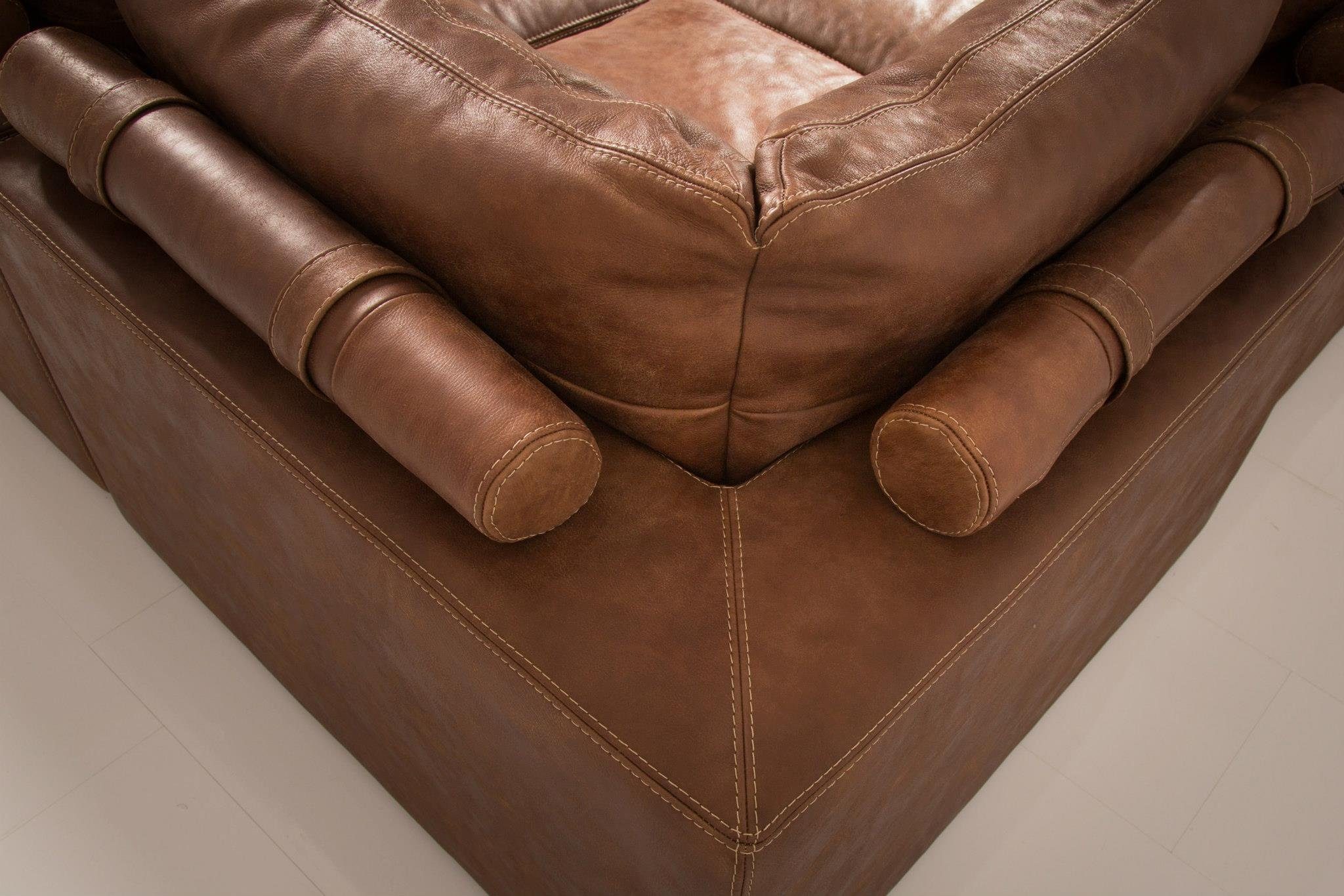 Braun Ecksofa Eck Couch Ecksofa, JVmoebel Sofa Leder Design Moderne Polster Garnitur 100%