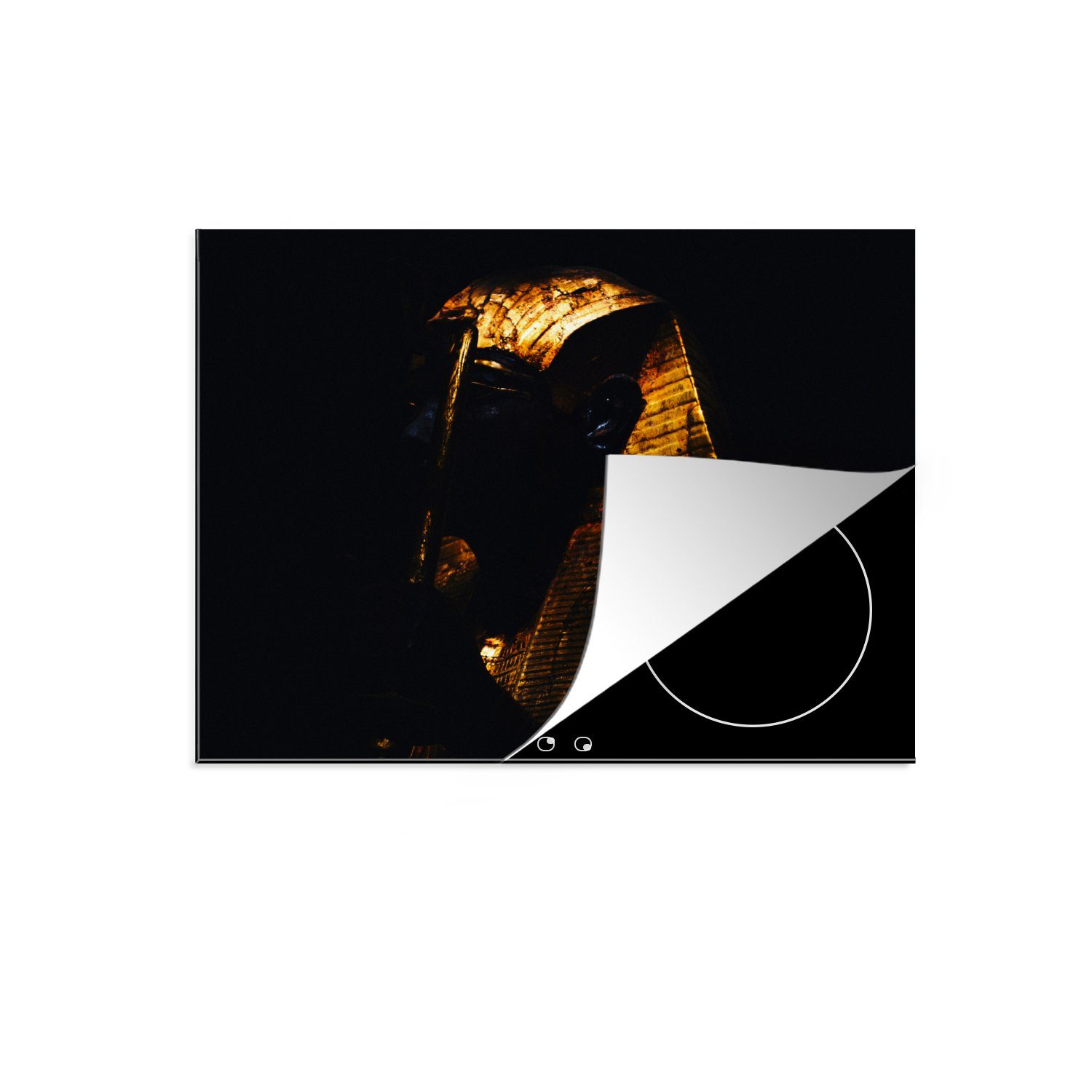MuchoWow Herdblende-/Abdeckplatte Pharao - Ägypten - Gold - Luxus - Schwarz, Vinyl, (1 tlg), 60x52 cm, Mobile Arbeitsfläche nutzbar, Ceranfeldabdeckung
