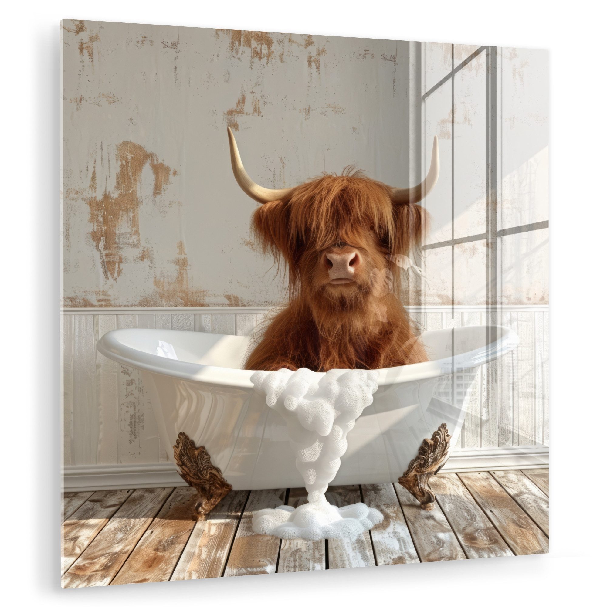 MuchoWow Acrylglasbild Schottischer Highlander - Badewanne günstig online kaufen